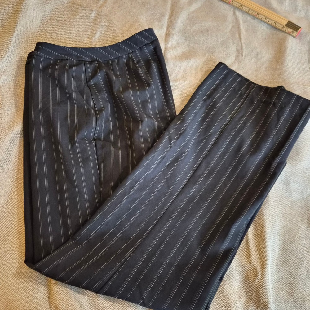 East 5th Womens 8T Navy Pinstripe Wide Leg Trouser Corporate Chic Dark Academia